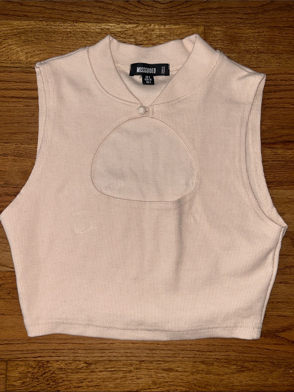 Missguided Sleeveless Mock Neck Crop Top in Pale Pink